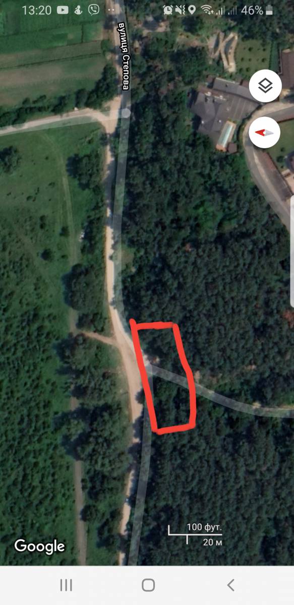 Продам 10 сот земли в лесу 36 м фасад с. Ходосовка ( Лесники Козин )